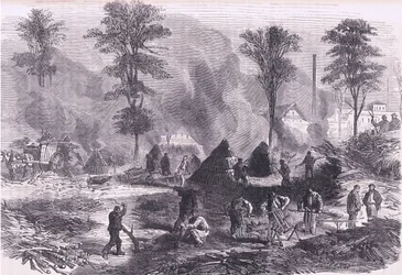Fabrication de charbon de bois pour la poudre à canon, Histoire de la guerre entre la France et l