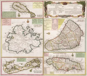 Carte des colonies anglaises dans les Caraïbes, pub. par Homanns Heirs, Nuremberg, c.1750
