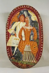 Boîte de massepain représentant un homme et une femme, c.1660