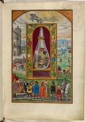 Ms Harley 3469, f.26 Dragon à trois têtes dans une fiole, le Quatrième Traité, de 