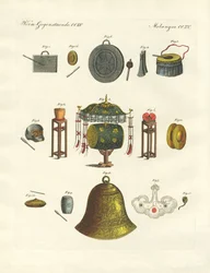 Instruments de musique chinois (gravure en couleur)