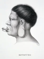 Homme natif de la tribu Botocudo, avec décoration faciale, de l