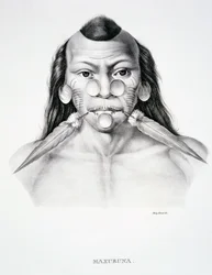 Homme natif de la tribu Maxuruna, avec décoration faciale, de l