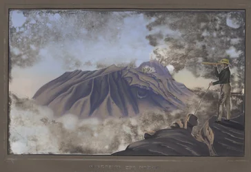 Le côté nord du Merapi vu de la pente sud du Merbabu, pl.X, de Topographischer und naturwissenschaftlicher Atlas zur Reise durch Java, par Dr. Fr. Junghuhn, Magdeburg, 1845