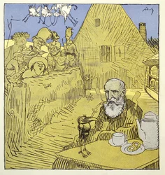 Portrait nécrologique de Wilhelm Busch (1832-1908) du magazine Simplicissimus en janvier 1908