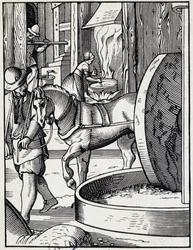 Presse à huile - Gravure allemande