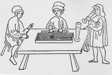 Un des premiers dessins représentant un Clavicorde. Weimar 15ème siècle.