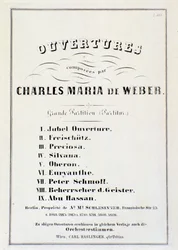 Page avec présentation des ouvertures de divers opéras de Carl Maria von Weber