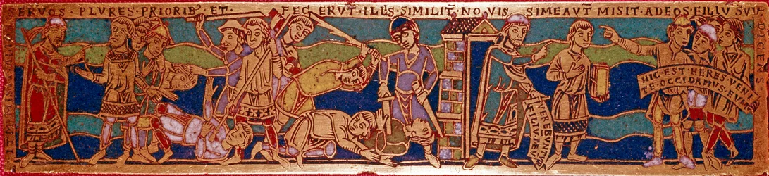 Parabole des ouvriers de la vigne ou parabole des ouvriers de la onzième heure. Plaque émaillée sur cuivre. École rhénane. XIIe siècle. Florence, Museo Nazionale del Bargello