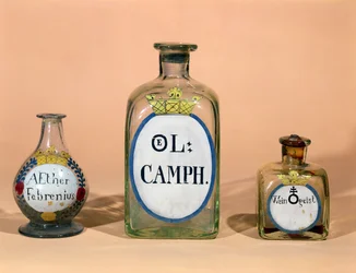 Pots pharmaceutiques pour Camphre et Esprit de vin (verre)