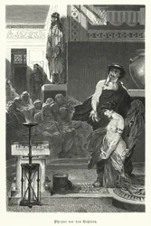 Phryné, courtisane grecque antique, jugée pour impiété, IVe siècle av. J.-C.