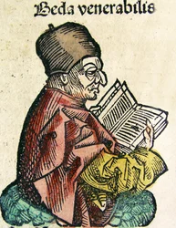 Portrait de Bède (673-735), publié dans la Chronique de Nuremberg, 1493