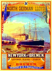 Affiche publicitaire pour la North German Lloyd Line, 1883