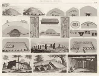 Chambres funéraires préhistoriques. Illustration pour Bilder-Atlas