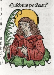 Représentation de Saint Eusèbe. Xylographie des « Chroniques de Nuremberg » par Hartmann Schedel