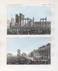 Ruines de Palmyre (gravure en couleur)