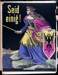 Soyez unis !, affiche patriotique allemande, vers 1870