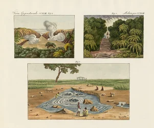 Étranges montagnes (gravure en couleur)