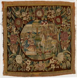 Housse de coussin en tapisserie représentant David et Abigaïl, Samuel XXV