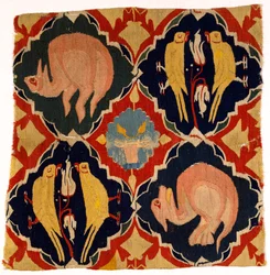Fragment de tapisserie représentant des oiseaux et des bêtes, de Franconie ou du Haut-Rhin