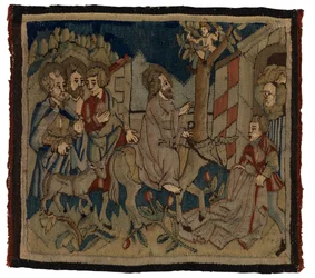 Panneau de tapisserie avec des scènes de la Passion d