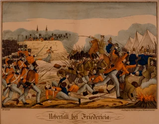 La bataille de Fredericia pendant la première guerre du Schleswig, 6 juillet 1849
