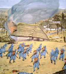 Le premier régiment de Landsturm austro-hongrois attaque le village serbe de Stady Korciyan, 22 décembre