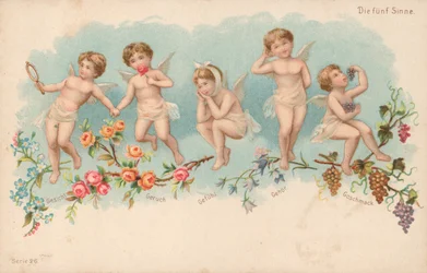 Les Cinq Sens (lithographie en couleur)