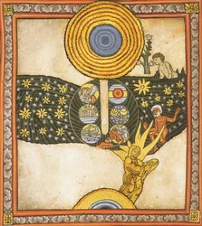 Le Rédempteur. Miniature du Liber Scivias de Hildegarde de Bingen, vers 1175