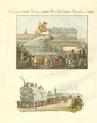La statue de Pierre le Grand à cheval à Saint-Pétersbourg