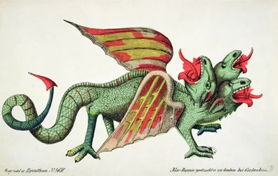 Dragon à trois têtes crachant du feu