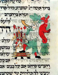 Trompettiste soufflant dans le Shofar à l