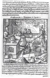 Utilisation du soufre, de De Re Metallica par Georg Bauer (1494-1566), connu sous le nom d
