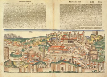 Vue de la ville de Rome, tirée de la Chronique de Nuremberg par Hartmann Schedel, 1493