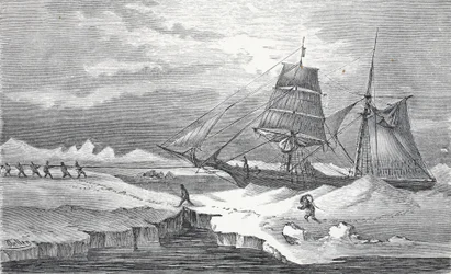 Halage à travers la glace, pub. Londres 1874