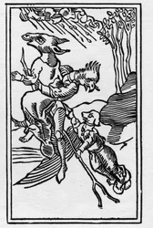 Sorcières transformées en animaux gravure de 1489 dans « De lamiis et pythonicis mulieribus » par Ulrich Molitor