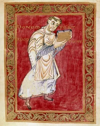 Le moine Ruodprecht apporte le manuscrit à l