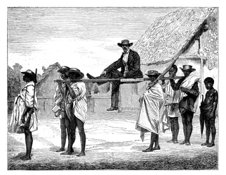 Indigènes africains portant un homme blanc, Afrique