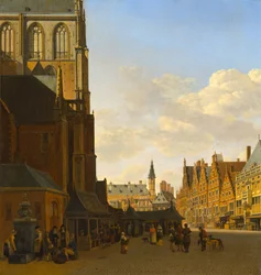 Le marché aux poissons et la Grote Kerk à Haarlem, vers 1675-1680