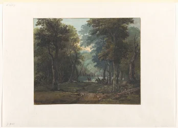 Chasseurs dans une forêt