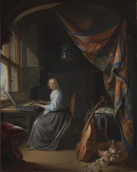 Une dame jouant du clavicorde.