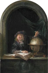 Astronome dans une fenêtre