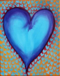 Coeurs bleus, 2023 (acrylique sur toile)