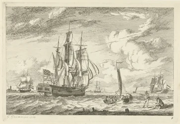 Trois-mâts américain et autres navires