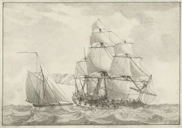 Cotre et une frégate de guerre