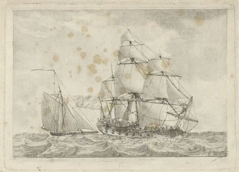 Cotre et une frégate de guerre