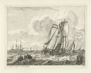 Voiliers et une barque sur l