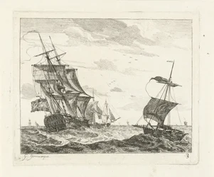 Voiliers sur une mer agitée (Zeegezichten met schepen)