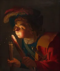 Un garçon soufflant sur une braise, 1621-1622