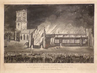 Églises Est, Sud et Croix, Dundee, en feu le dimanche 3 janvier 1841, c.1841